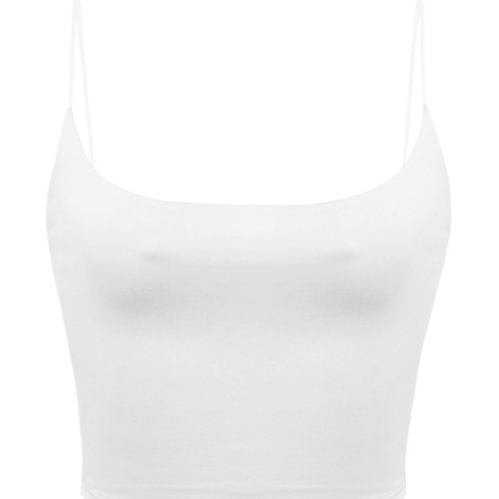 NWT TUBULAR STRAPS BASIC DOUBLE LAYERED CROP TOP - Picture 5 of 7